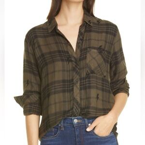 Rails Hunter Olive Jet Lightning Bolt Flannel Olive Green Medium Button Down